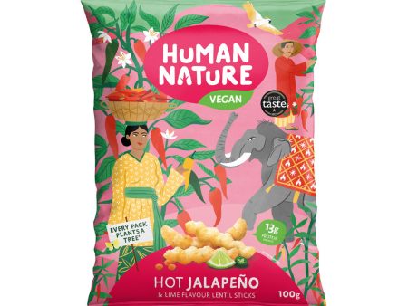 Human Nature Hot jalapeno and Lime Flavour Lentil Snacks 100g Sale